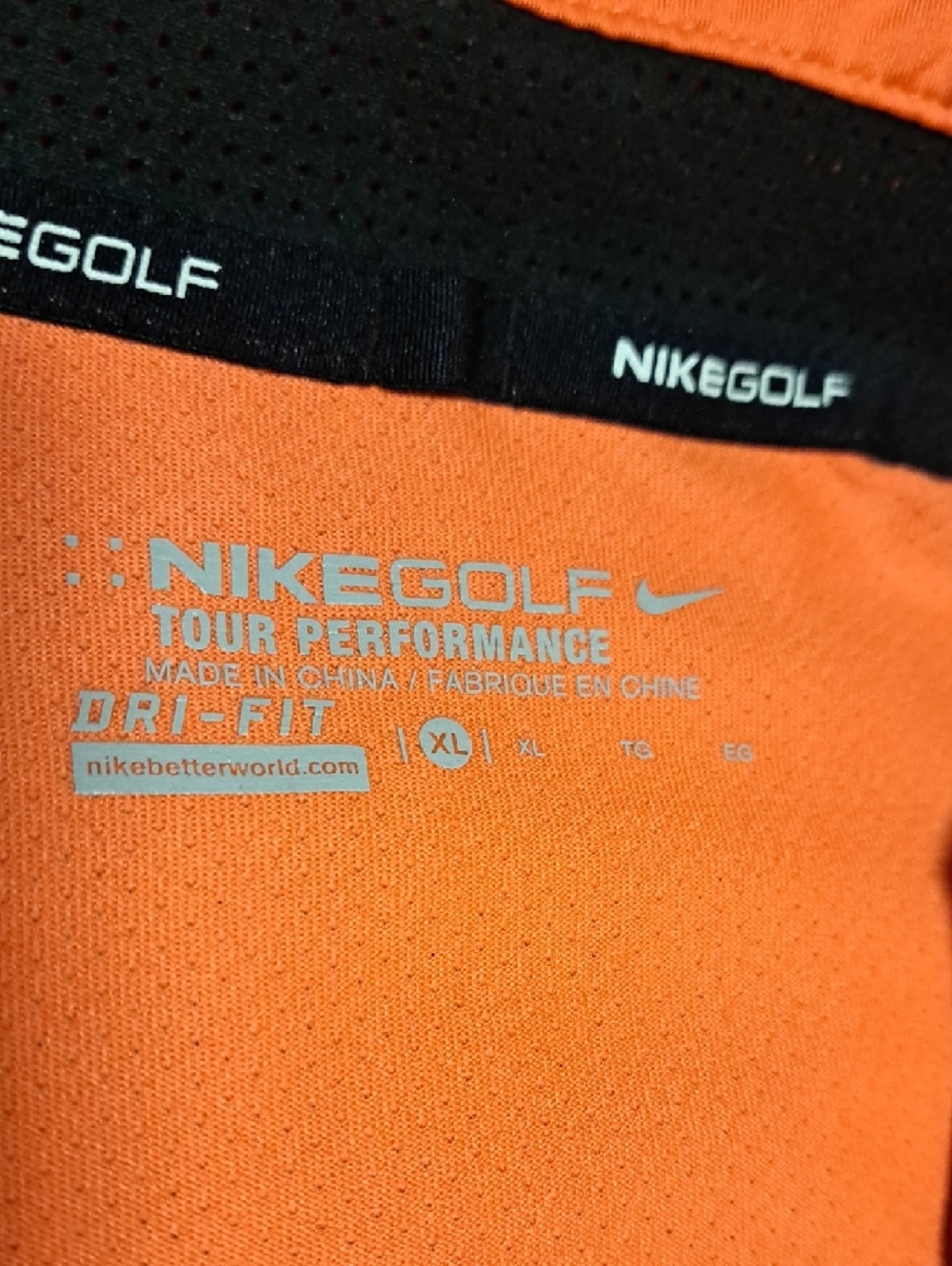 Nike Men's Orange and Gray Diagonal Stripe Polo - Picture 2 of 7